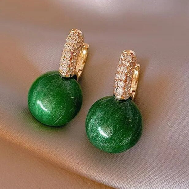 Aretes de Perlas Verdes Elegantes