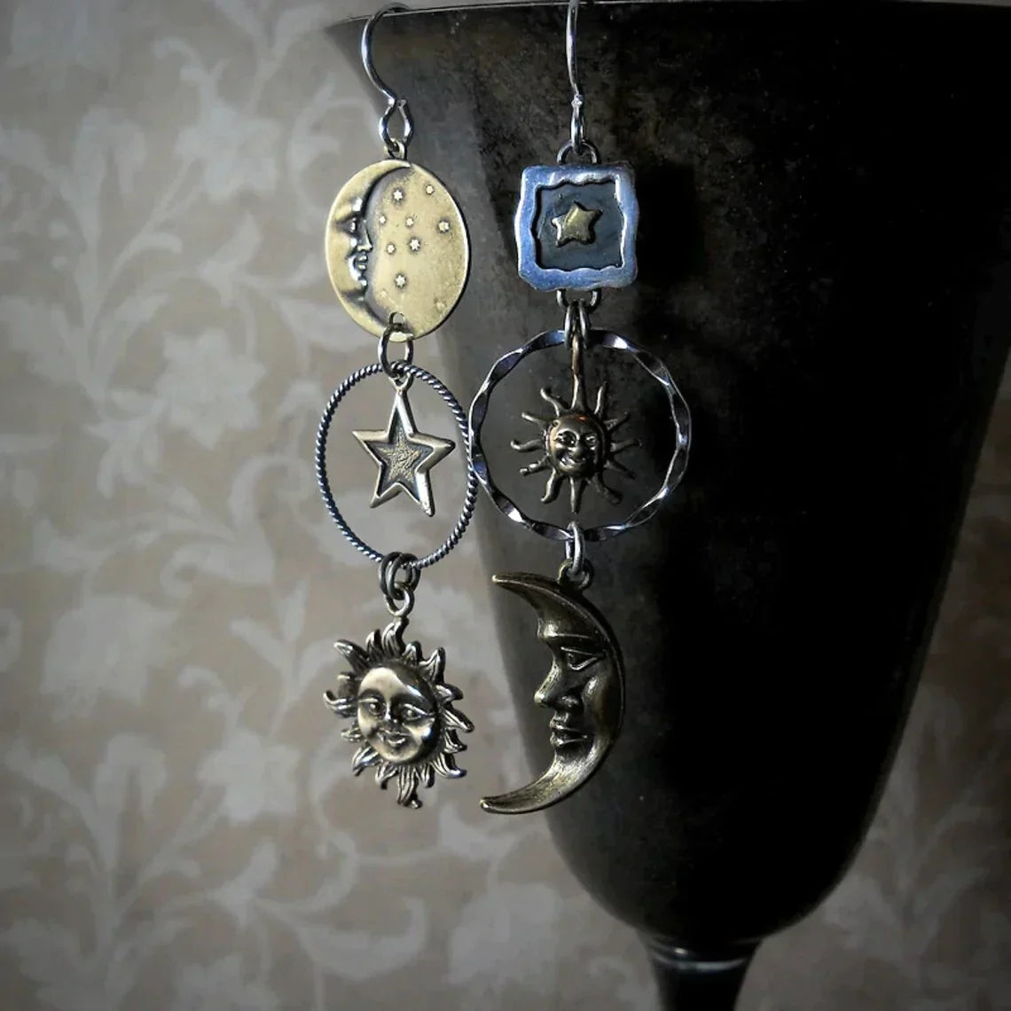 Aretes Colgante Sol-Luna