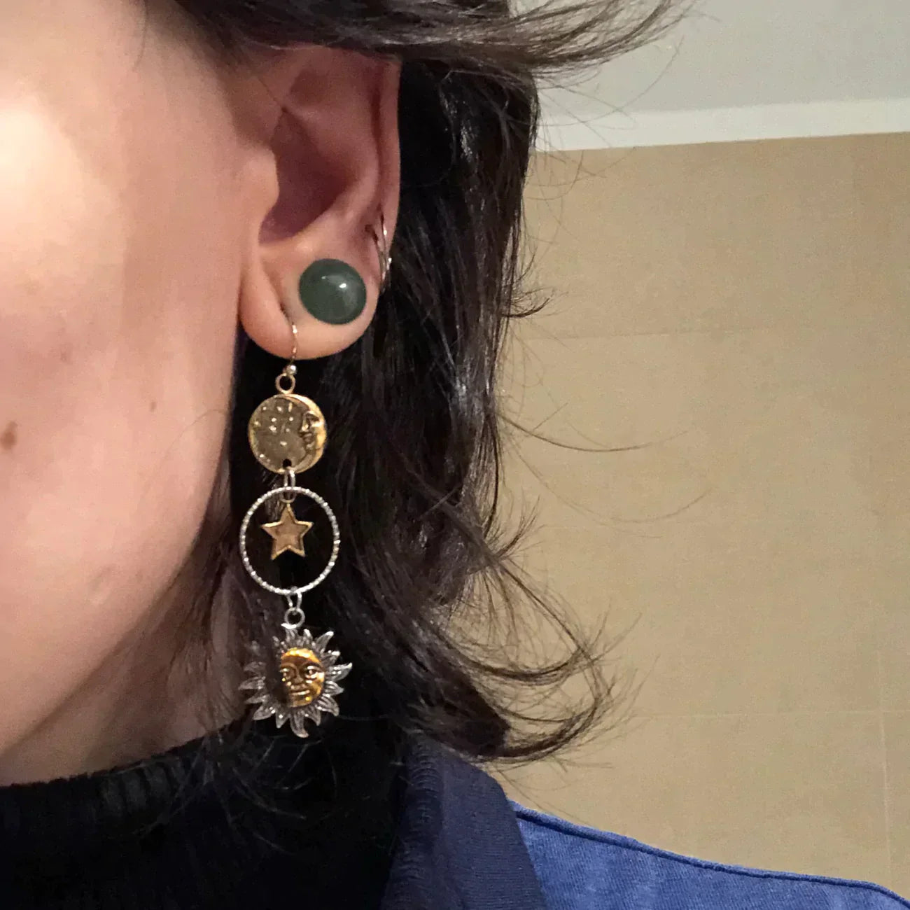 Aretes Colgante Sol-Luna