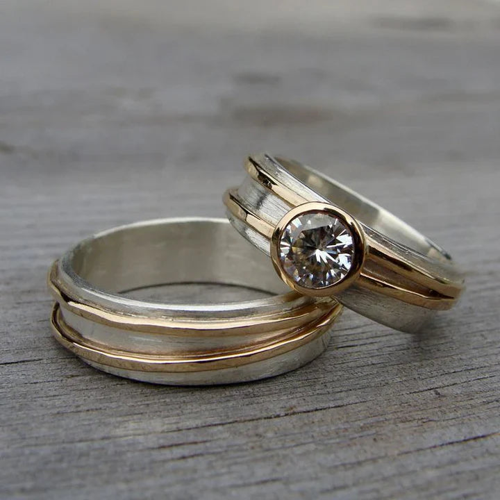 Set Vintage de Anillos Fino con Cristal
