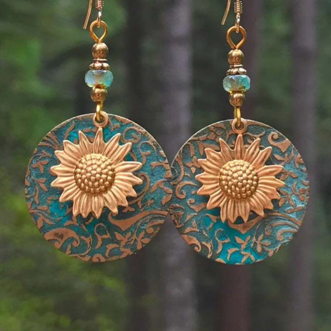 Aretes Redondos Vintage de Girasol