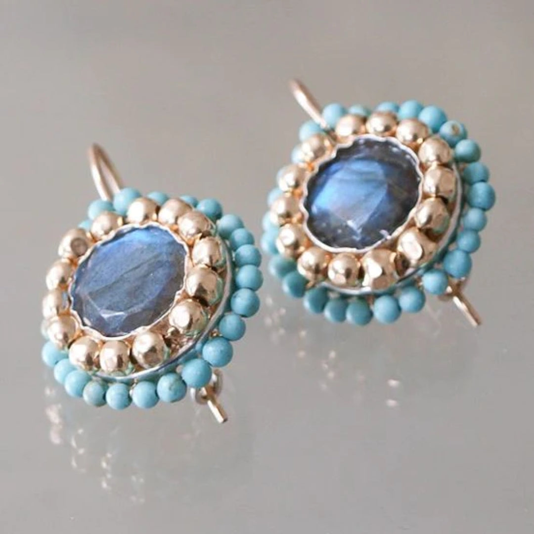 Aretes Vintage Piedras Azules