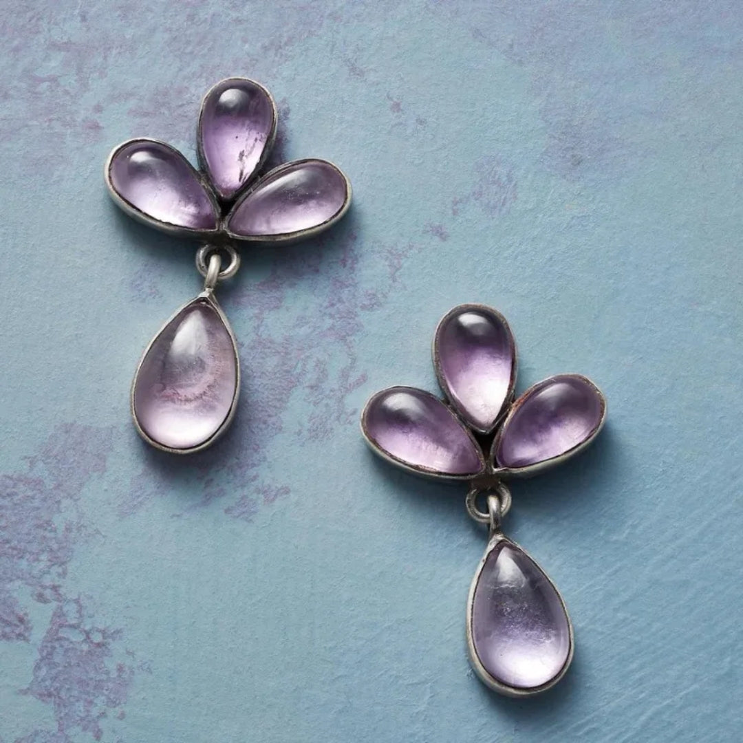 Aretes Flor Morada Vintage