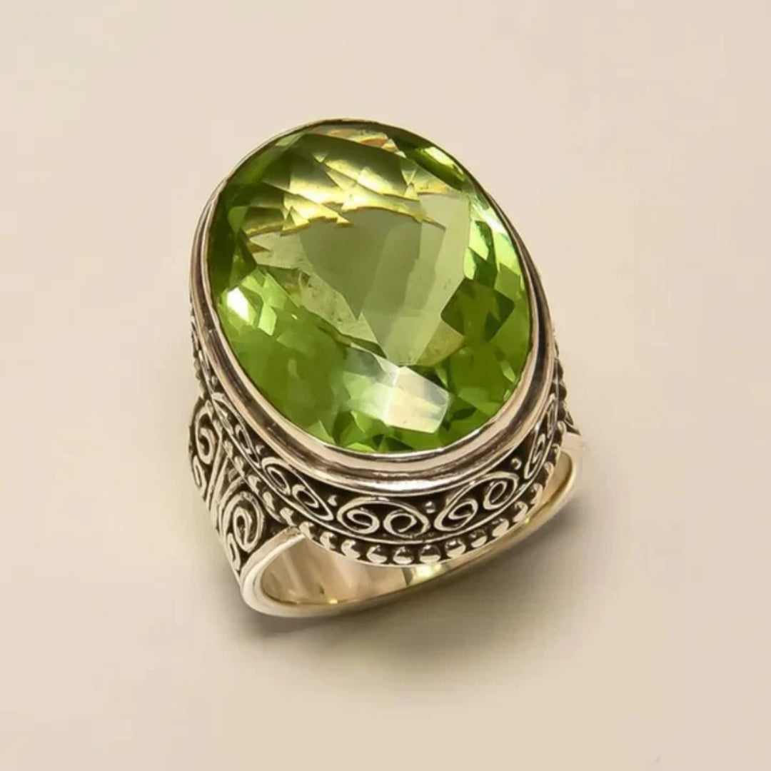 Anillo Cristal Olivo Vintage