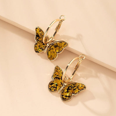 Aretes Mariposa de Cristal con Esmalte Pintado a Mano