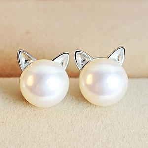 Aretes Gatitos con Perlitas Cultivadas y Plata