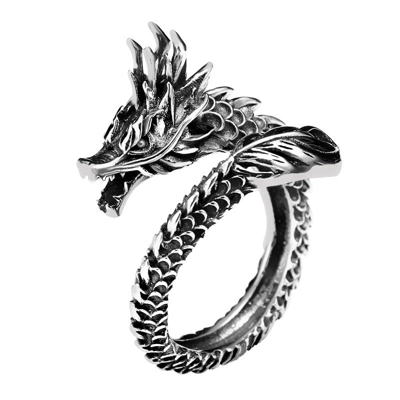 Anillo de Dragón Ajustable en Plata