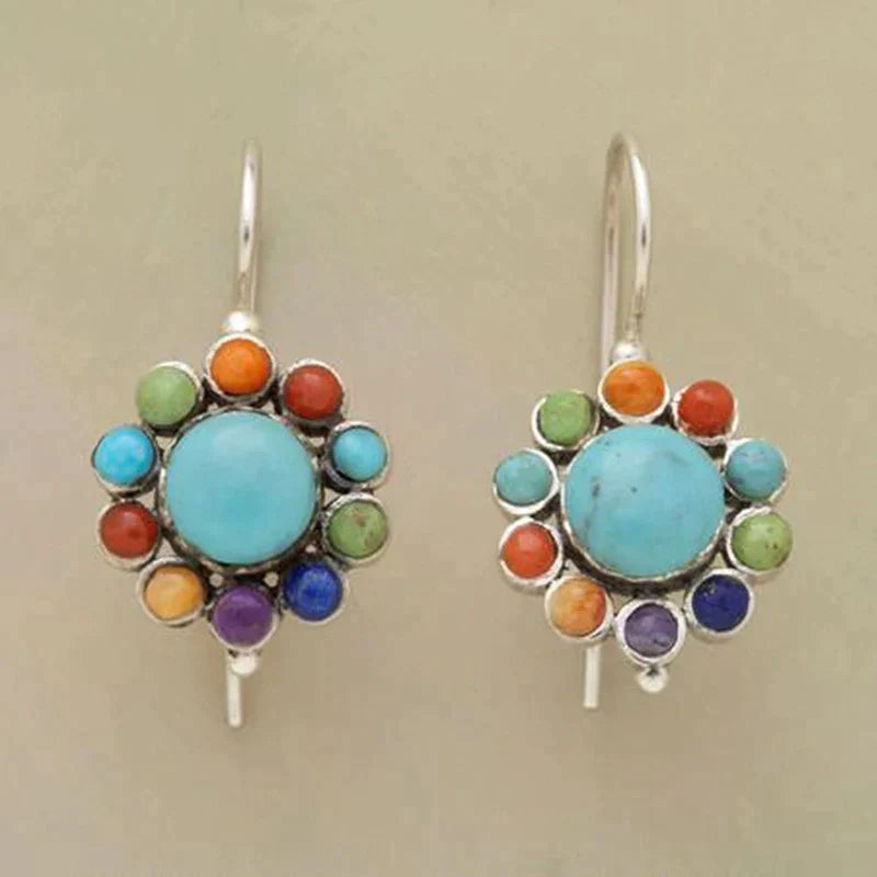 Aretes Redondos Turquesa Multicolor