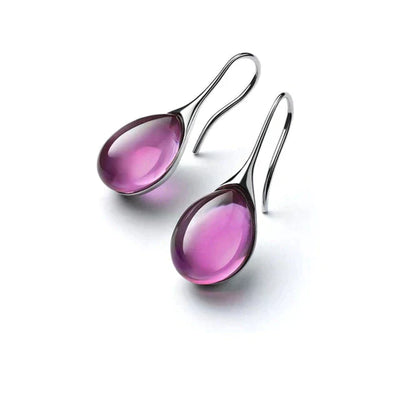 Aretes de Gota de Cristal en Oro y Plata