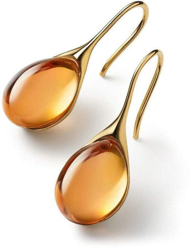 Aretes de Gota de Cristal en Oro y Plata