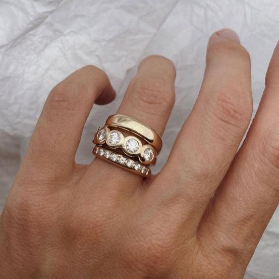 Set Anillos con Brillo Vintage en Oro