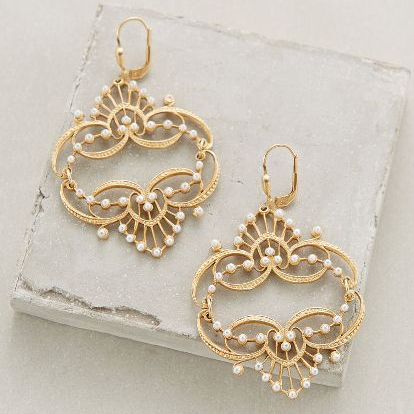 Aretes Mandala en Oro con Perlas Vintage