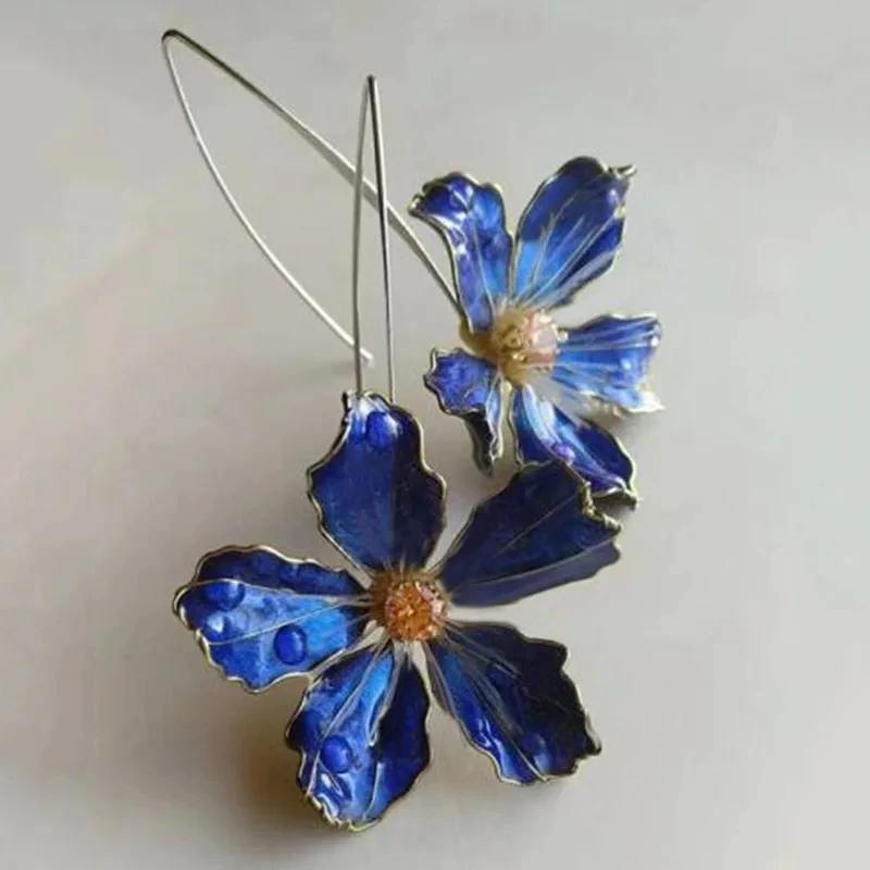 Aretes Flor Vintage Azul