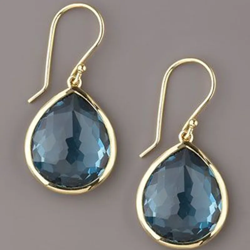 Aretes de Gota de Cristal Azul Vintage