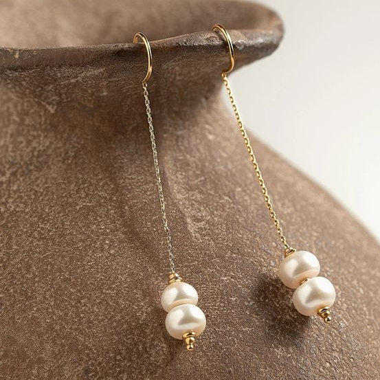 Aretes Vintage Perlas Colgantes