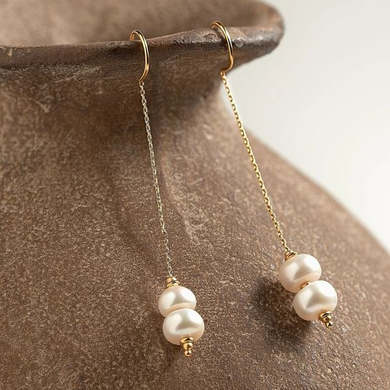 Aretes Colgantes con Perlas Elegantes