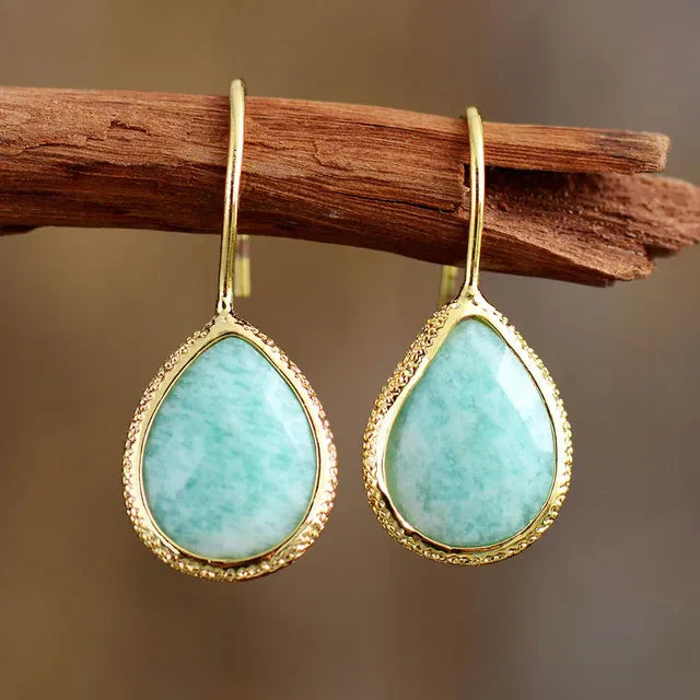 Aretes Gota Piedra Azul Vintage