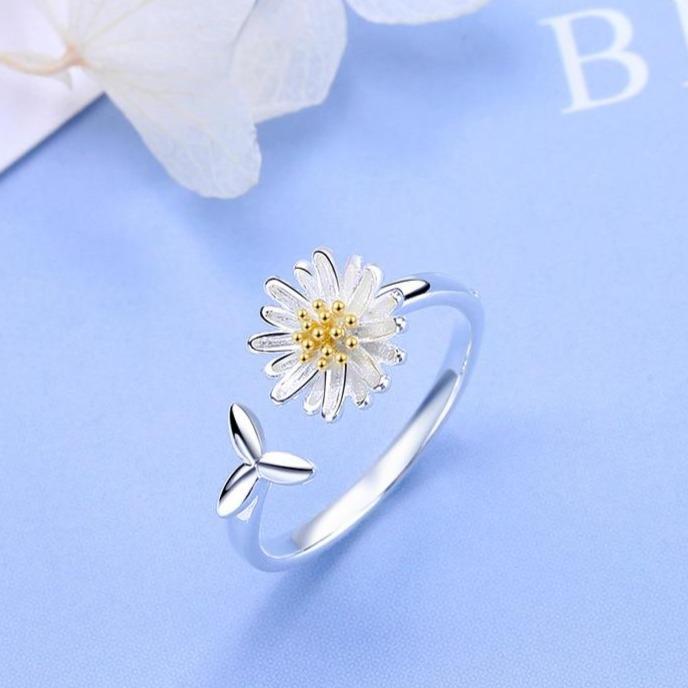 Anillo Girasol Ajustable en Plata